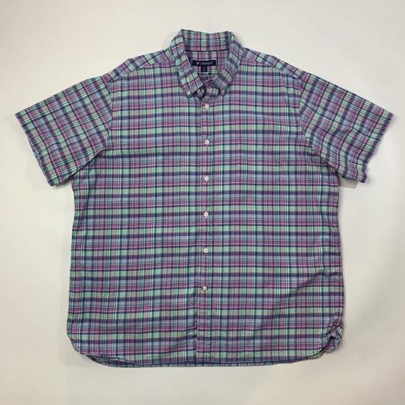 Cremieux Shirt Mens XXL 2XL Pink Blue Mint Cotton Check Button Down Short Sleeve - Picture 2 of 11